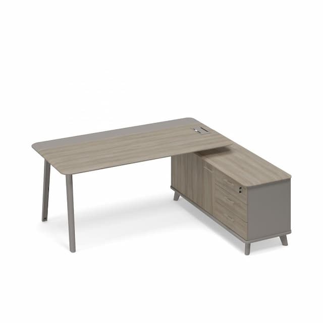 Стол комбинированный правый на тумбе (тип 1) Юнитекс ТМ М1 102 МП ВЛ/МП ВЛ мокко премиум (корпус) / вяз либерти (столешница, топ, фасад)