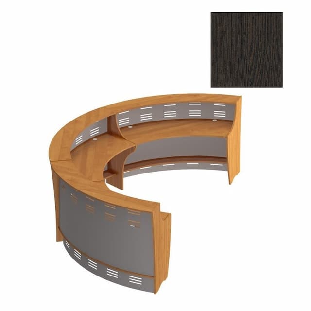 Стойка ресепшен Юнитекс ФОРМУЛА Вариант компоновки N 1 (Три модуля 60 градусов, изогнутых наружу) венге темный