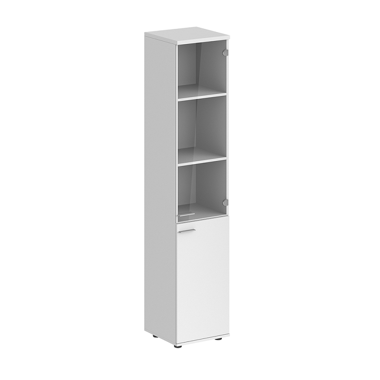 Шкаф высокий со стеклом правый Norden Сигма SG.812.WH.WH.GL.R