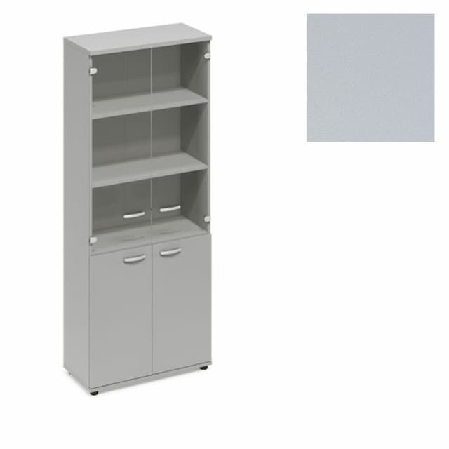 Шкаф для документов со стеклянными прозрачными дверьми Юнитекс А4 (78x36.4x193) А4 9379 СЕ серый
