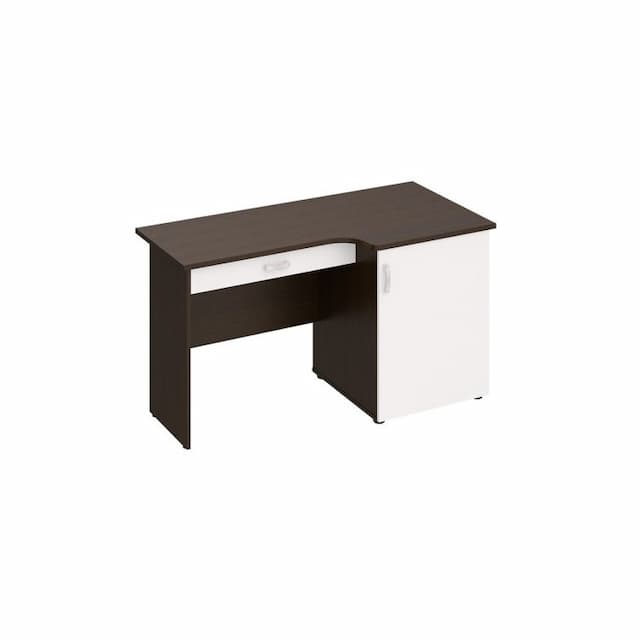 Стол с тумбой под минибар и ТВ с ящиком, правый Юнитекс ВЕНЕЦИЯ NEW ВЕ 626 ВТ/БП венге темный/белый премиум