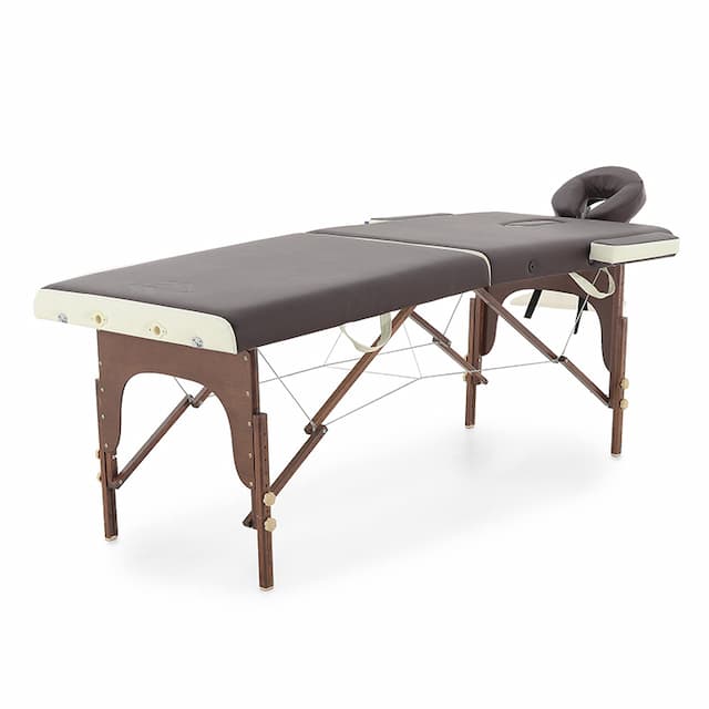 Массажный стол складной деревянный Med-Mos JF-AY01 3-х секционный (темная рама) NEW
